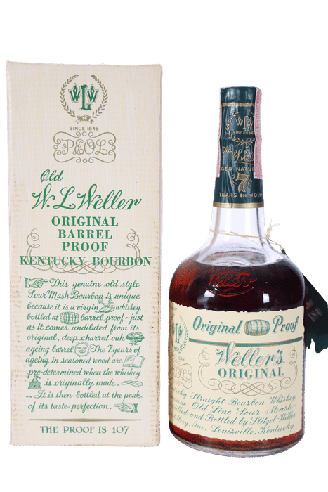 Old W.L. Weller's Original Barrel Proof (1967, 107 Proof, 4/5 Quart) - Stitzel Weller 7 Year Bourbon Bottle