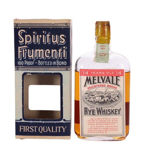 Melvale Rye Whiskey, Bottled in Bond Pint, 14 Year (1917-1931)