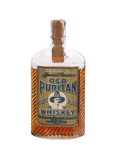A.M.S. Co. Old Puritan Maryland Rye, Bottled in Bond Pint (1916-1925)
